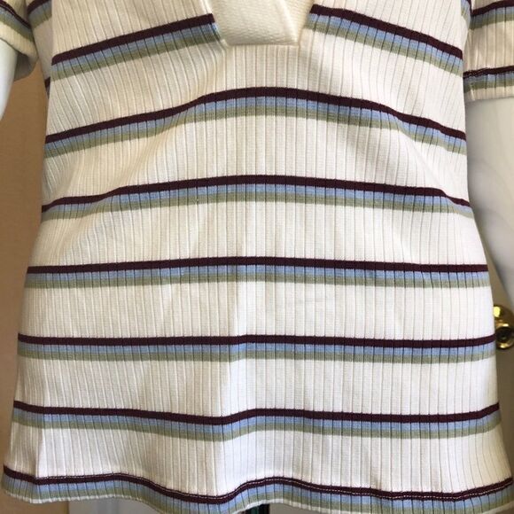 NEW FREE PEOPLE Donna Striped Tee Top Short Sleeves in Ivory Color.Size XS - Picture 7 of 9